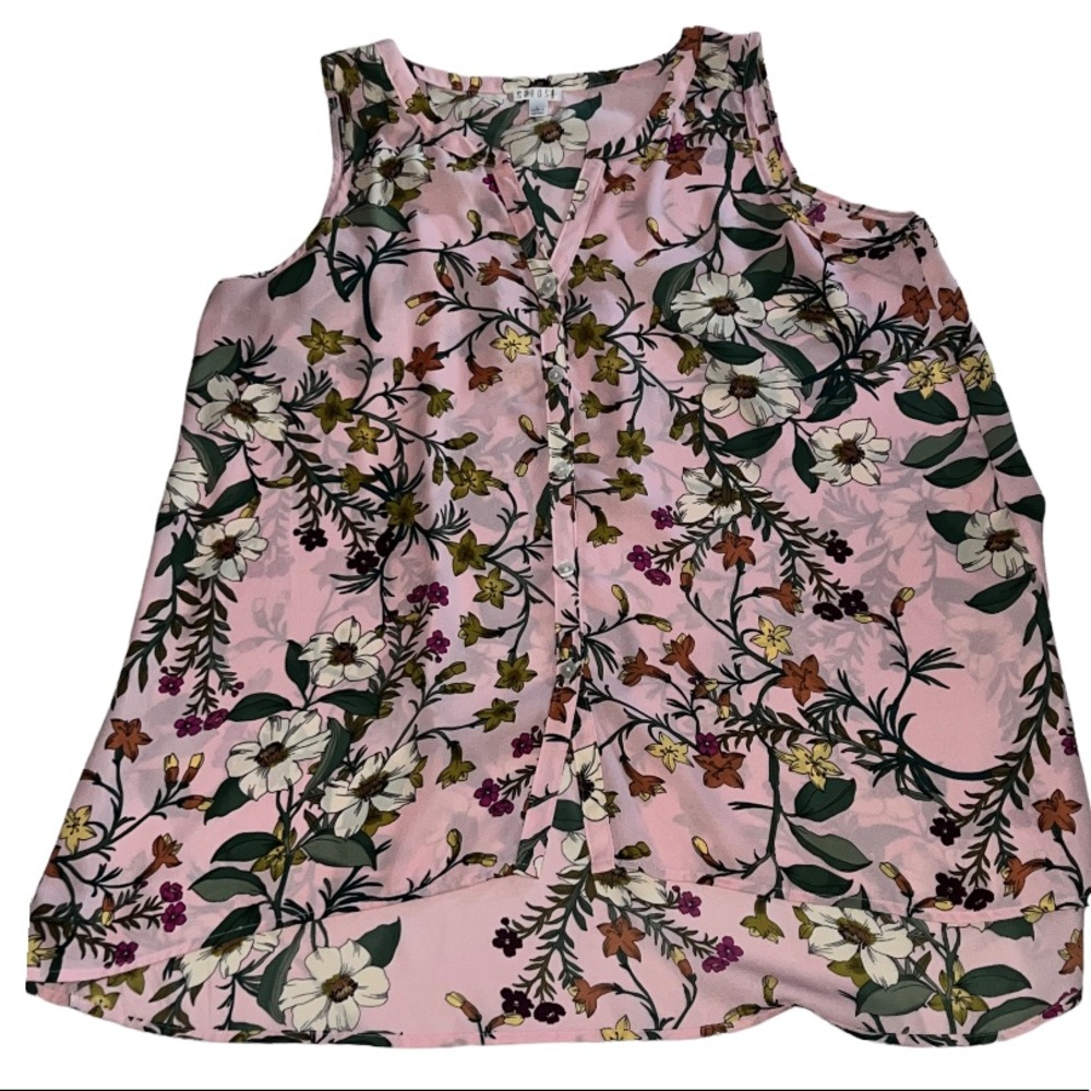 Spense sleeveless floral button-down lightweight BLOUSE Size LARGE